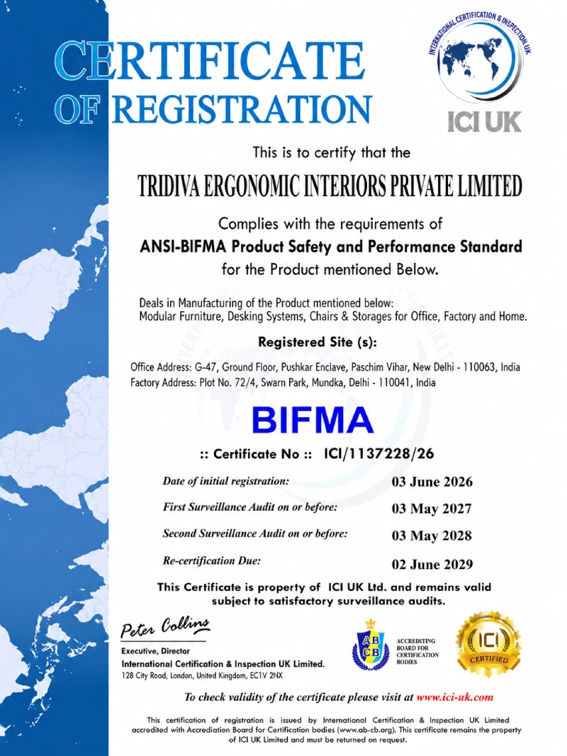 TRIDIVA ERGONOMIC INTERIORS PRIVATE LIMITED,bifma final